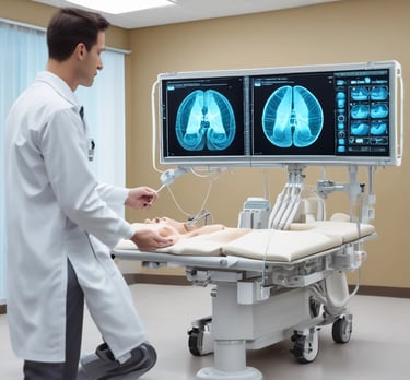 A caring obstetrician consulting with a smiling pregnant woman in a bright clinic.