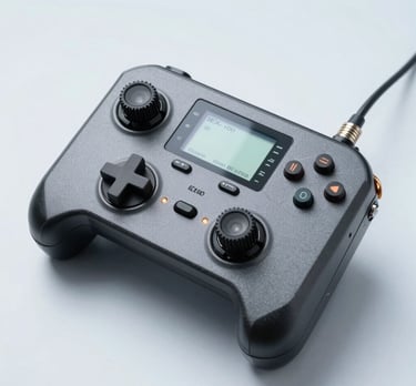 Clean, studio shot of the IEX-100 controller on a white-blue background. The focus is on the industrial build and the high-contrast display.