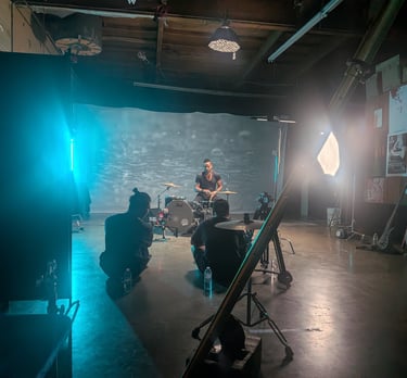 Creating a music video of drums in south bay creative space