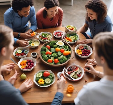 A vibrant display of fresh fruits and vegetables symbolizing healthy nutrition.