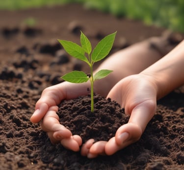Rows of healthy seedlings sprouting from rich soil under natural sunlight.