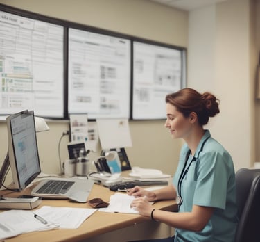 A nurse conducting a telehealth consultation with a patient using a tablet device.