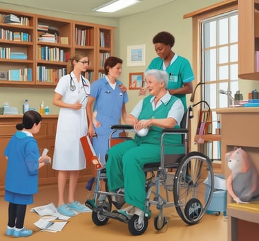 A nurse conducting a telehealth consultation with a patient using a tablet device.