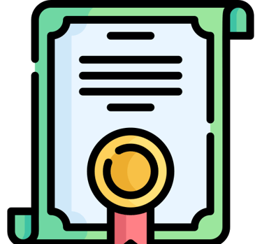 a certificate certificate with a certificate and a medal