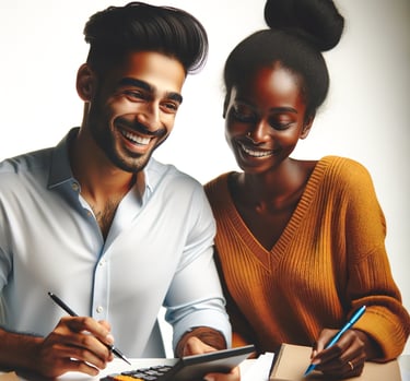 a couple using mortgage calculator 