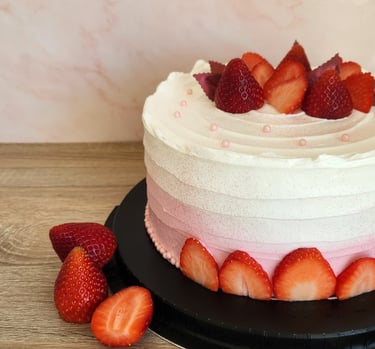 a cake with strawberries