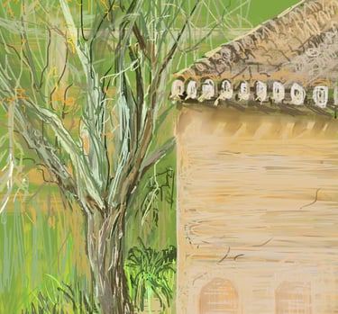 Parador courtyard view - digital postcard