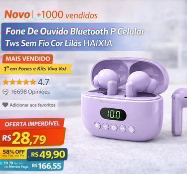 a purple earphone with a digital display