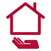 a hand holding a house with a hand holding a house