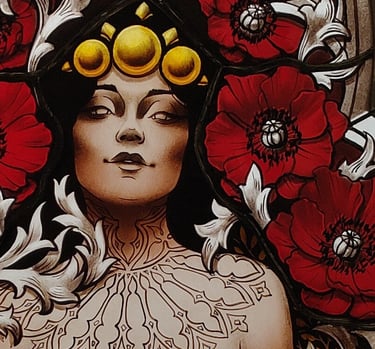 Salome, vitrail, gravure, peinture sur verre, gothique, femme, fleur, verre, artisanat, art 