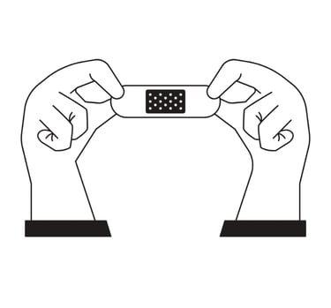 hands with bandaid