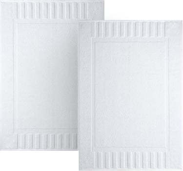 a pair of bath mats with a white background