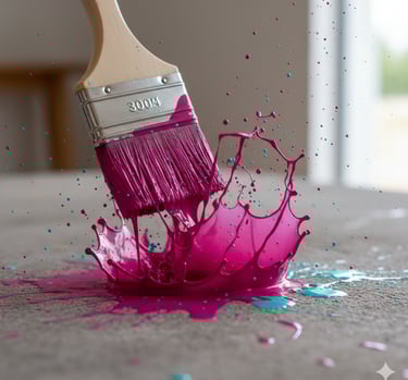 pincel salpicando vibrante pintura sobre cemento