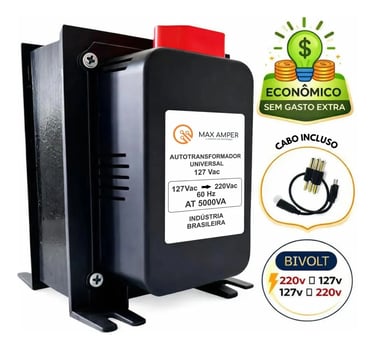 Transformador 5000va 110-220 Ou 220-110 Conversor Bivolt 12000 Btus C/ N F 