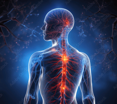 Digital image showing electrical activity in the brain and spine