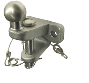 Towbar accessories including towball, mounting bracket, and electrical components.