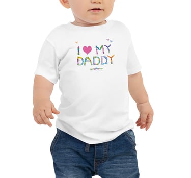 A toddler tshirt with the words I Love My Daddy printed on in tropical exotic wordart