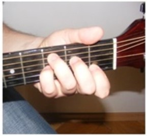 A C7 akkord fogása a gitár nyakán