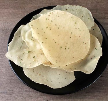 a plate of handmade rice papad