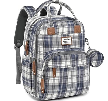 Diaper bag backpack with pacifier holder.