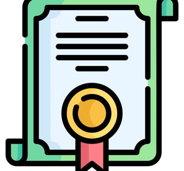 a certificate certificate with a certificate and a medal