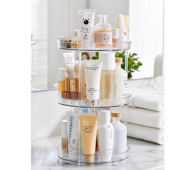 3 tier ripple PET lazy susan for vanity storage wholesale
