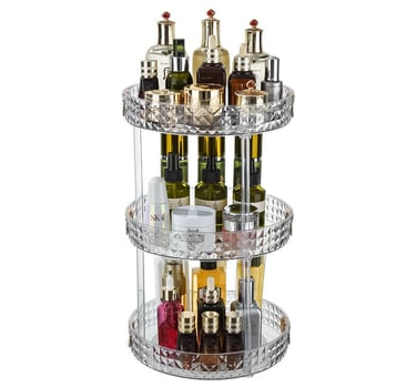 3 tier diamond PET lazy susan organizer wholesale
