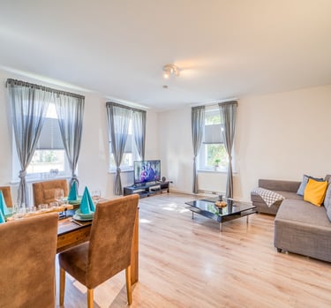 Wohn- und Essbereich in der Ferienwohnung Coburg im Zentrum