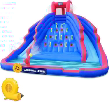 Sunny & Fun Ultra Climber Inflatable Water Slide Park – Heavy-Duty for Outdoor Fun - Climbing Wall, 