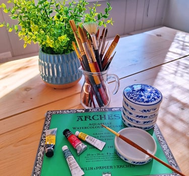 Paintbrushes and paint used for art