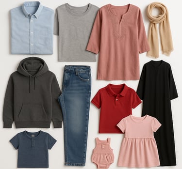 Export-ready garments including casual and fashion apparel