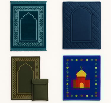 Islamic prayer mats with traditional designs for daily salah and religious gifts, export quality prayer rugs from Pakistan