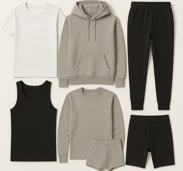 Knitted apparel including sweaters, tops and casual wear