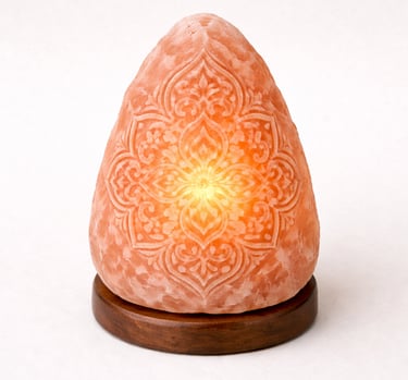 Pattern carved Himalayan salt lamp artisan decorative light