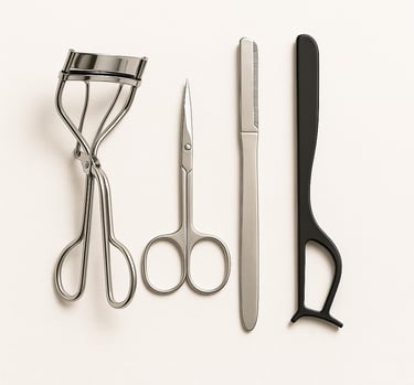 Eyelash curlers and eyebrow grooming tools for eye makeup precision, professional export quality bea