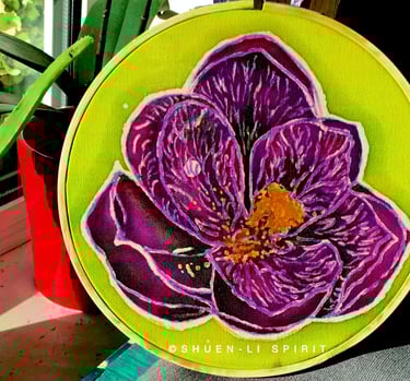 Crocus, flower batik, batik painting, floral art, batik artist, Shuen-Li Spirit, netherlands 