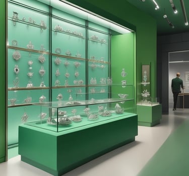 A stunning showcase of dazzle elegance jewellery in velvet green.