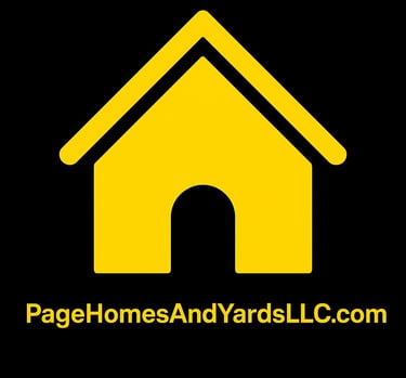 Page Homes and Yards LLC logo showing a golden house on a black background