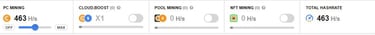 Adjusting CryptoTab hash rate