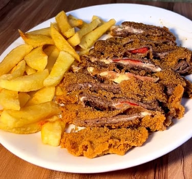 Cachopo de ternera cortado