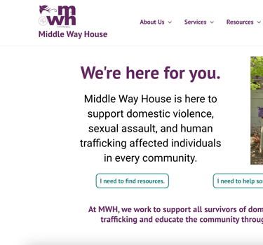 Middle way house website homepage