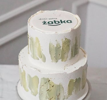a cake with a cake topperf on it