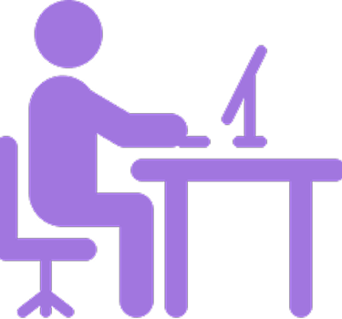a person sitting at a desk with a computer