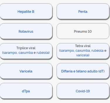 calendario nacional de vacinação, BCG, Hepatite B, Penta, Polio Oral, Febre Amarela, Hepatite A, HPV