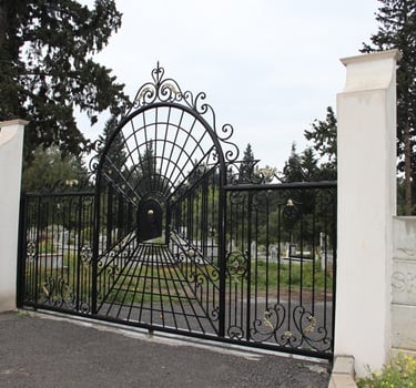 Porte de garage en acier métal fer forgé noir et or doré