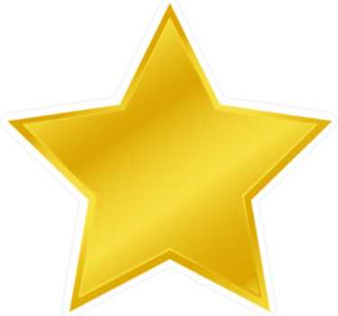 A five-pointed golden star icon with a white border and yellow gradient on a black background.