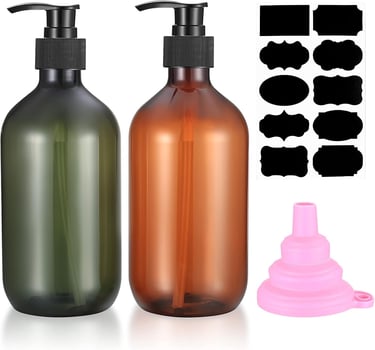 a bottle of liquid soap with a soap dispenser