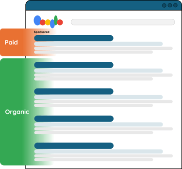 graphic example of difference between paid and organic search results