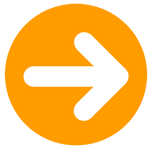 Black right arrow icon inside an orange circle for navigation button interface design.