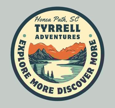 vintage patch or badge logo that is circular with mountains inside
